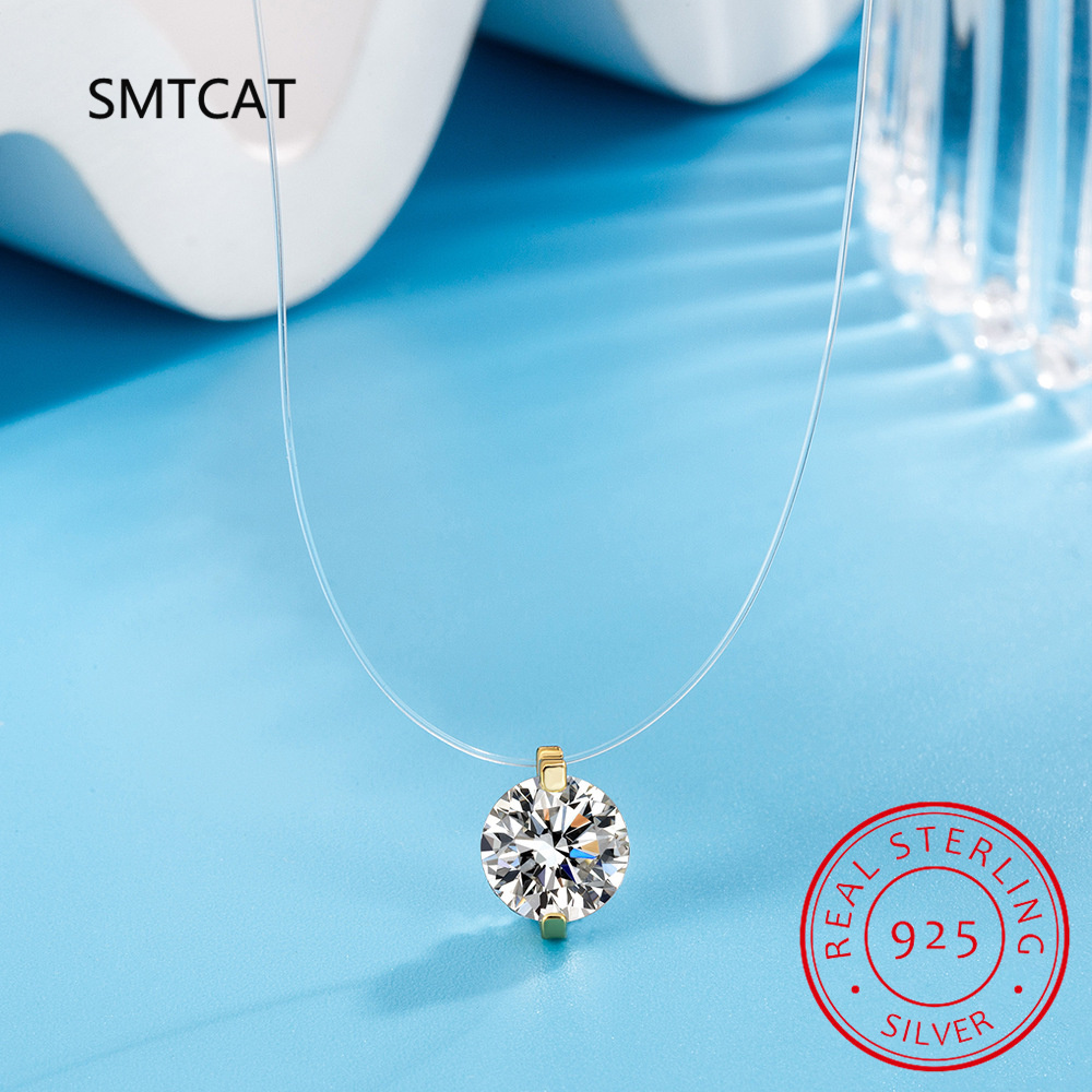 Crystal Choker Necklace - Kalung Moissanite warna D 0.5-2CT untuk