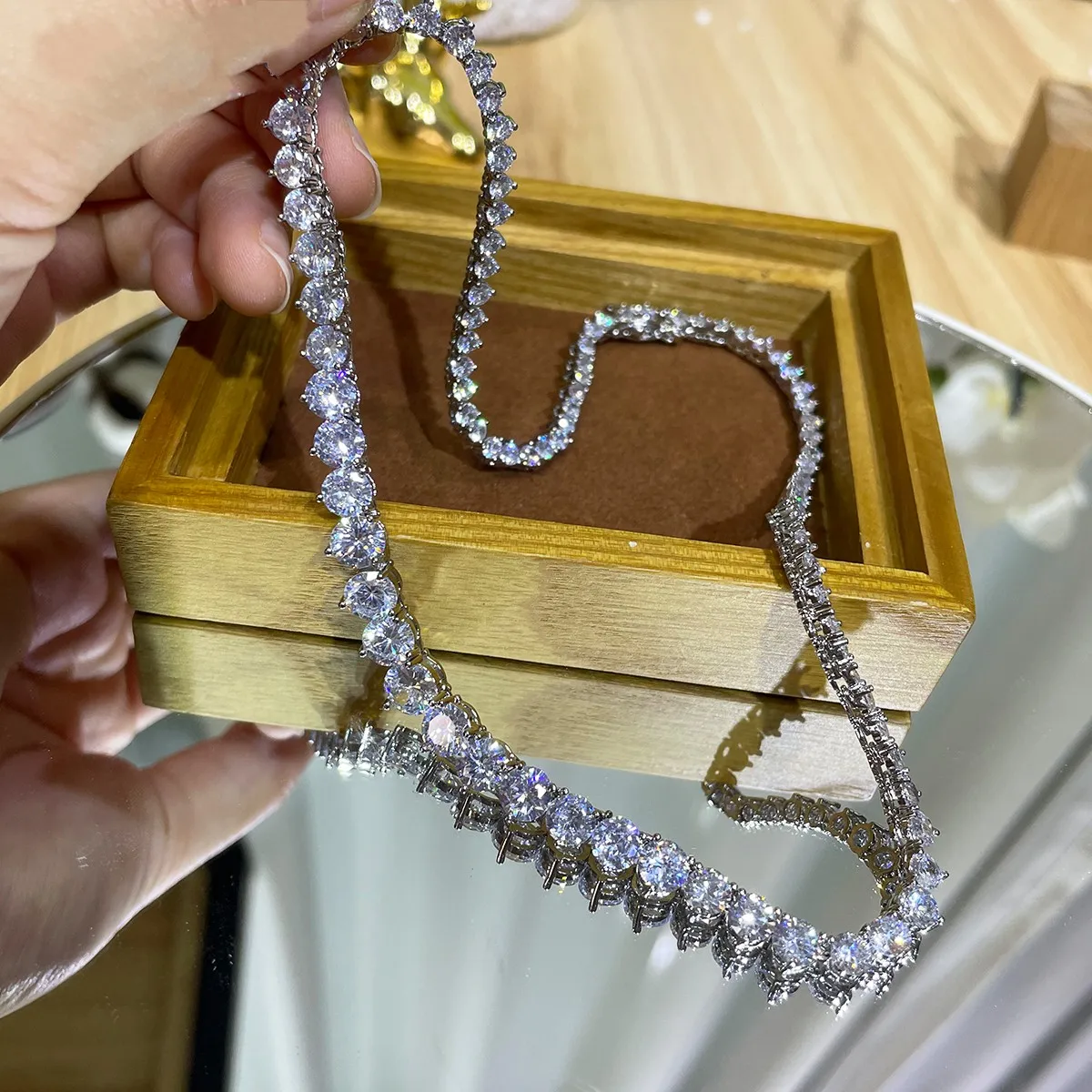 Crystal Choker Necklace - Kalung tenis 7MM desain mewah untuk