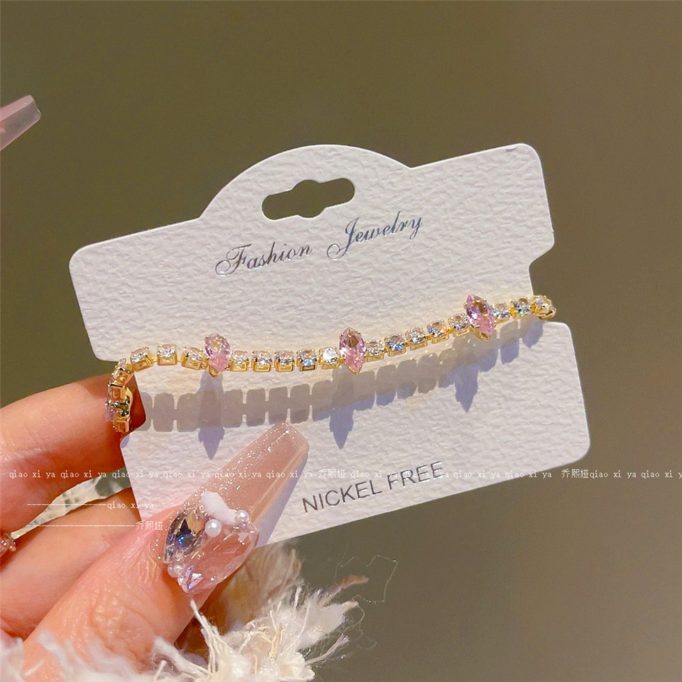 Best Jewelry Watches - Gelang Zirkon Berlian Penuh Merah Muda