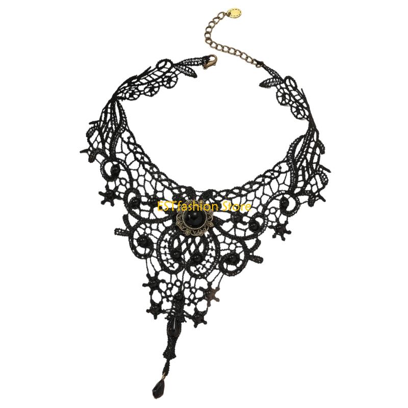Crystal Choker Necklace - Y5GC Kalung Choker Renda Choker Renda