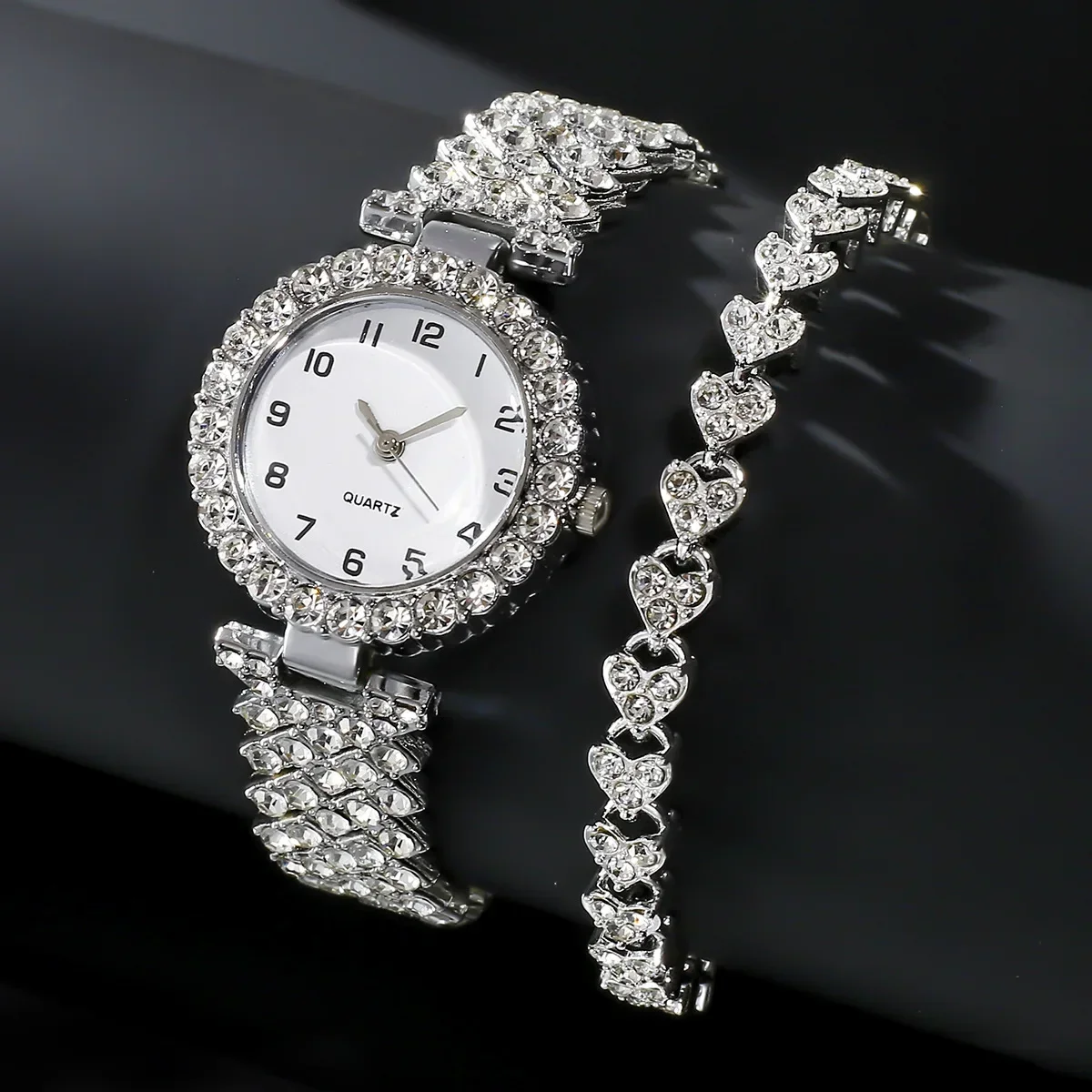 Jewelry Watches Silver - 1pcs/2pcs Set Jam Tangan Wanita Mewah