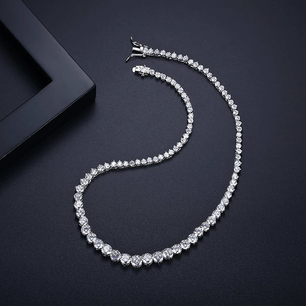 Kalung tenis 7MM desain mewah  - Crystal Choker Necklace ulasan dan harga